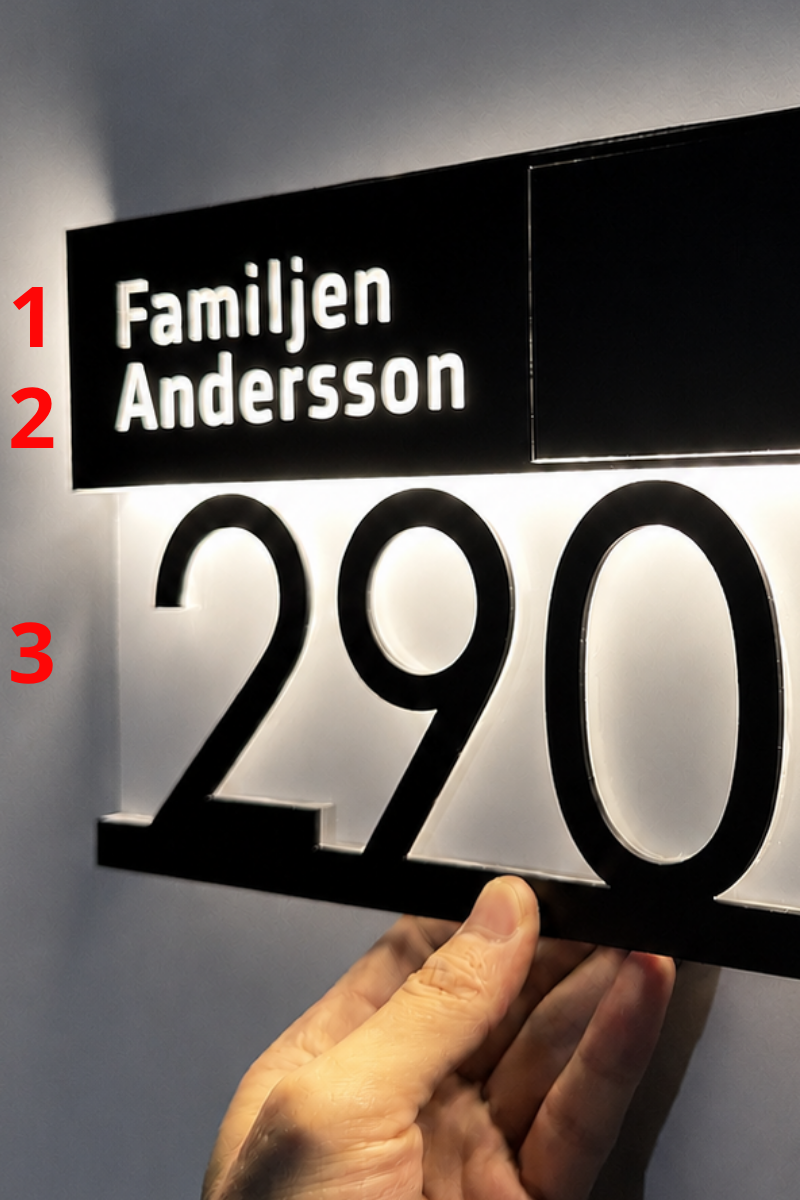 LumiAdress Solar LED Namnskylt – Personlig Adresskylt med Namn