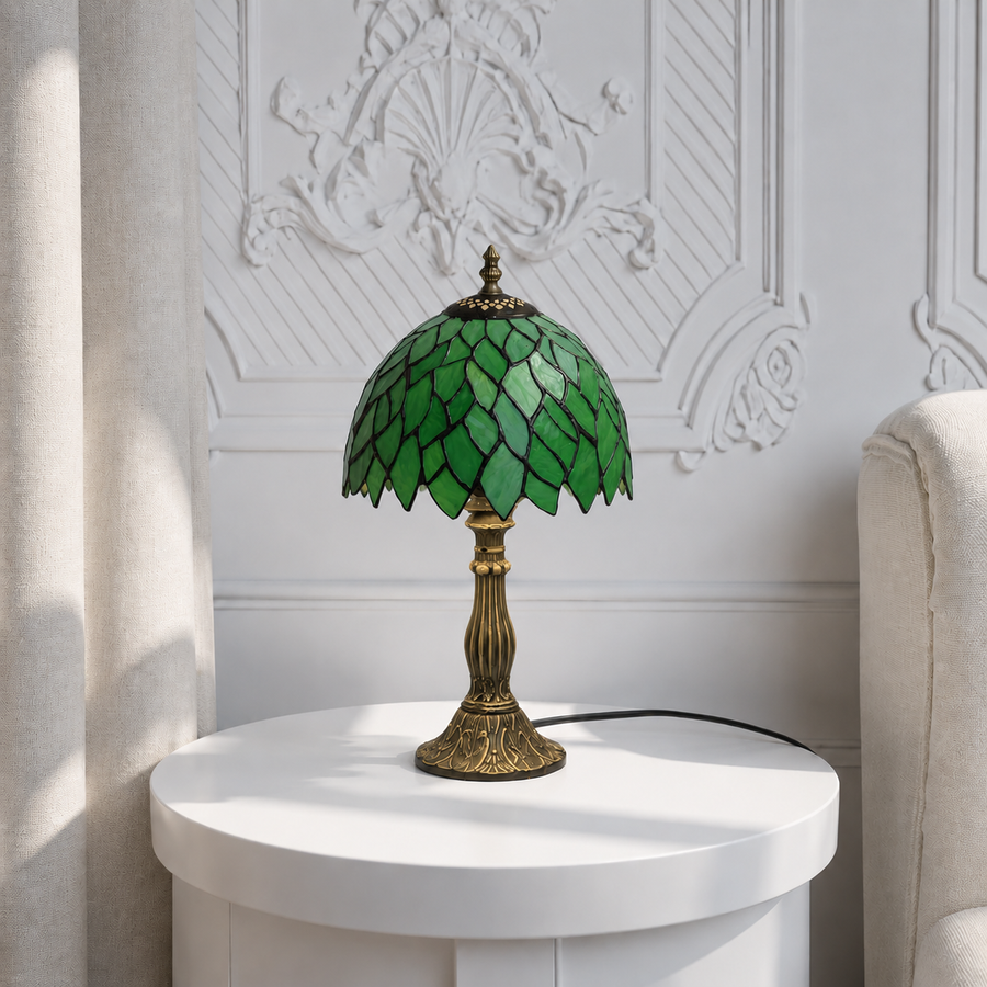 Tiffanylampa Bloomsbury med bronsfot