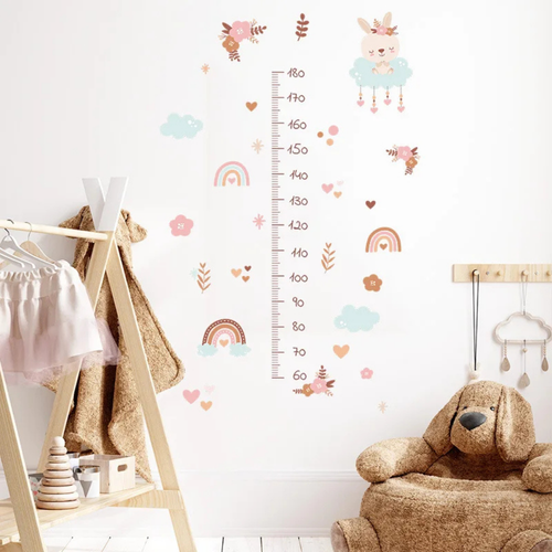 BohoHeight Boho Regnbåge höjdmätare i pastellfärgat barnrum