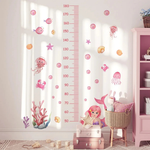 BohoHeight Mermaid Ocean höjdmätare i rosa barnrum med sjöjungfru och snäckor