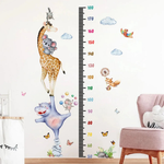 BohoHeight Jungle Giraff höjdmätare med giraff, koala och flodhäst i barnrum