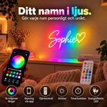 GlowName RGB – ditt namn i ljus, LED-neonlampa med app, fjärrkontroll, dimbar och timerfunktion