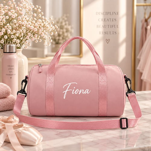 DanceBag dansväska med namn – rosa