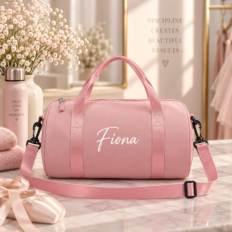 DanceBag dansväska med namn – rosa