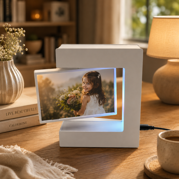 MemoraFloat svävande fotoram med LED – vit