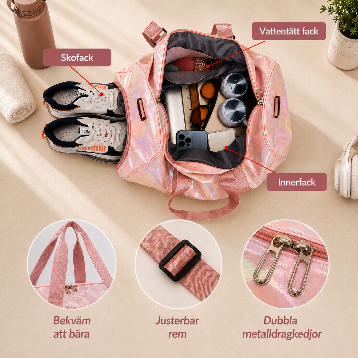 Personlig Weekendbag i Pärlemormetallic