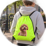 GymSack gympåse i neongrönt med eget foto av en hund