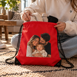 GymSack gympåse i rött med eget familjefoto