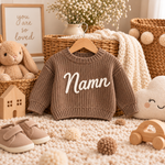 Babytröja khaki med stickat namn