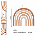 Storlek M — regnbåge 120 × 100 cm på väggen, 3 delar