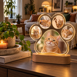 MemoraPaw tasslampa med foton av en röd katt