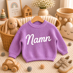 Babytröja lila med stickat namn