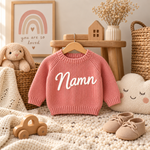 Babytröja rosa med stickat namn