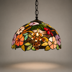 Tiffany taklampa Blossom – hänglampa med blommotiv i glasmosaik